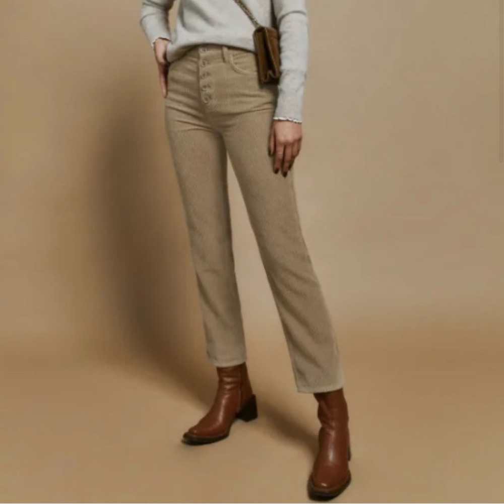 Cynthia Button Fly High Rise Straight
Corduroy Pants